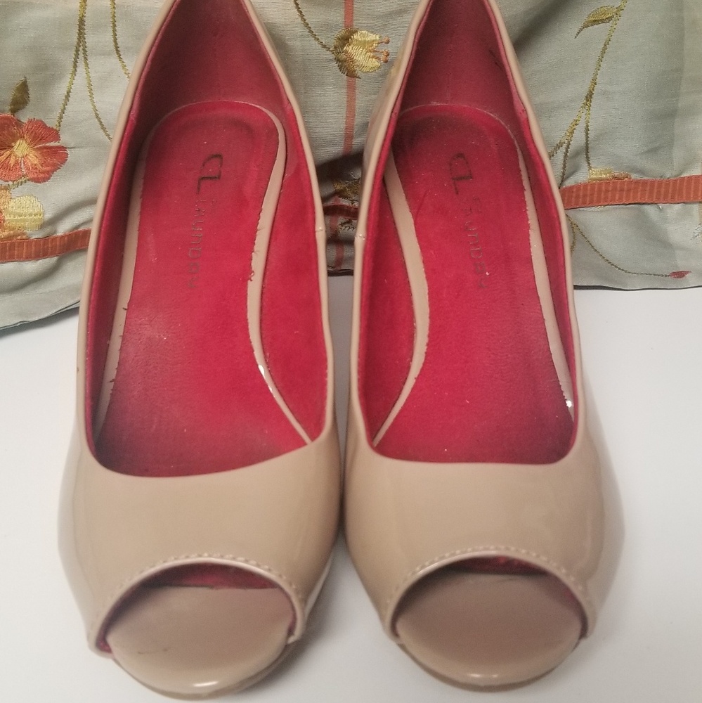 Nude Wedge Pumps
